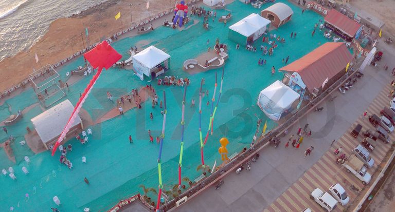 top view of event - Beach Kite Festival at Dwarka 2017 - Fly360