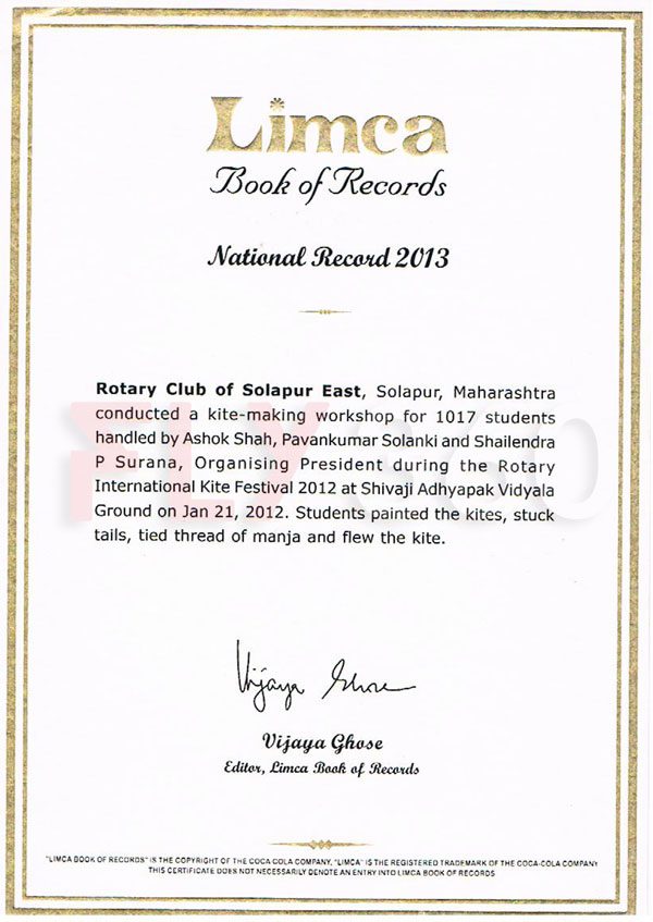 Limca book of record - FLY360 - kite festival
