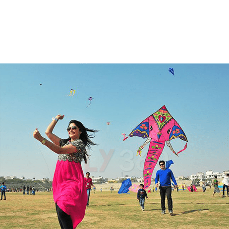 couple flying kite