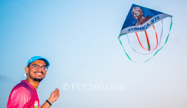 Custom design kite Netaji Bose portrait by Fly360 Andaman kite festival