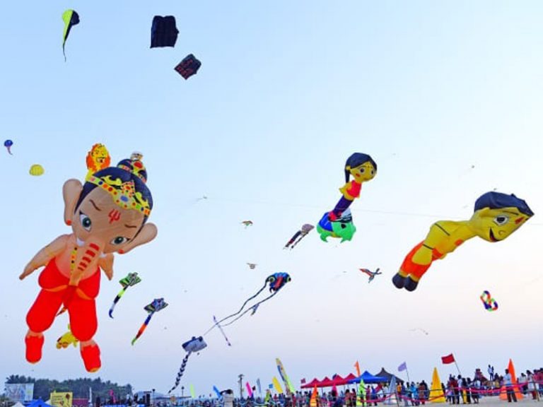Fly360 kites flying at the Malpe beach kite festival, Karnataka coast