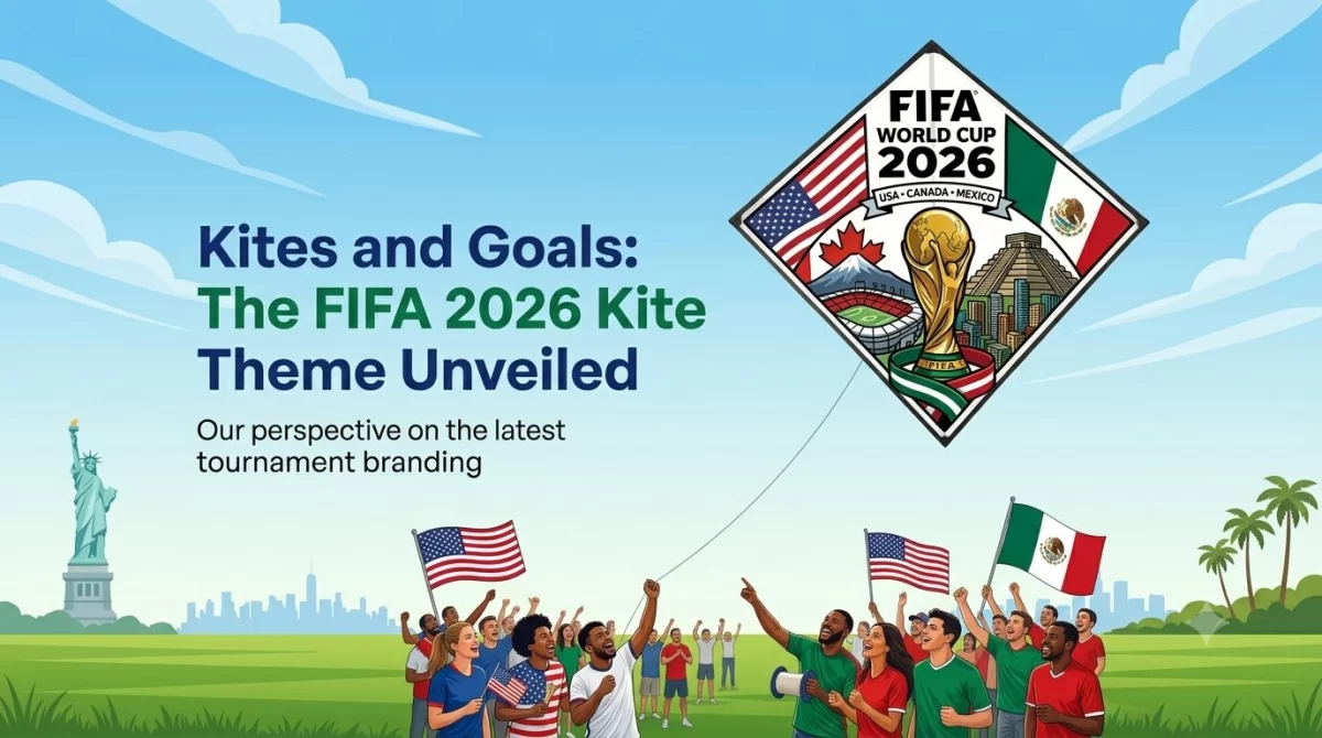 Fly360 custom FIFA World Cup 2026 kite festival banner — branded aerial kite event design for football promotion India